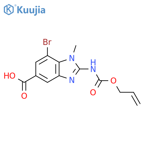 7-bromo-1-methyl-2-{[(prop-2-en-1-yloxy)carbonyl]amino}-1H-1,3-benzodiazole-5-carboxylic acid structure