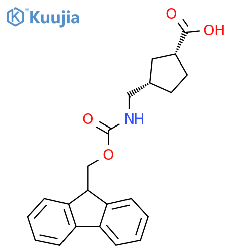 rac-(1R,3S)-3-[({[(9H-fluoren-9-yl)methoxy]carbonyl}amino)methyl]cyclopentane-1-carboxylic acid structure