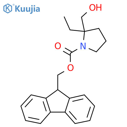 (9H-fluoren-9-yl)methyl 2-ethyl-2-(hydroxymethyl)pyrrolidine-1-carboxylate structure