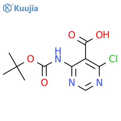 4-{[(Tert-butoxy)carbonyl]amino}-6-chloropyrimidine-5-carboxylic acid structure