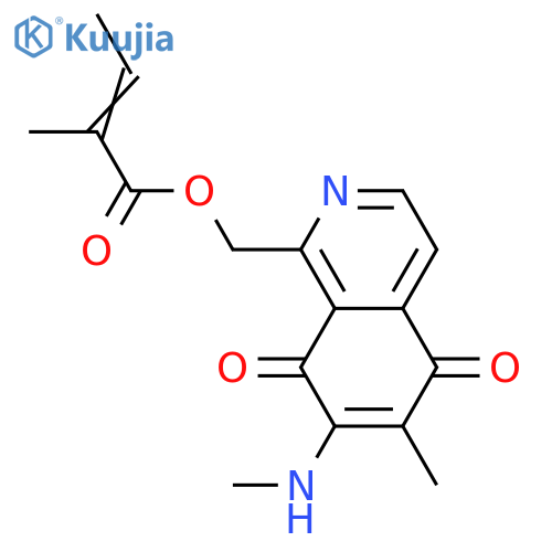 7-Amino-1-hydroxymethyl-6-methyl-5,8-isoquinolinedione; N7-Me, O-angeloyl structure
