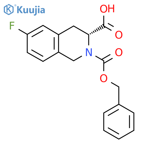 (3R)-2-[(benzyloxy)carbonyl]-6-fluoro-1,2,3,4-tetrahydroisoquinoline-3-carboxylic acid structure