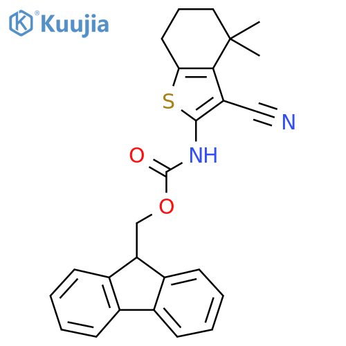 (9H-fluoren-9-yl)methyl N-(3-cyano-4,4-dimethyl-4,5,6,7-tetrahydro-1-benzothiophen-2-yl)carbamate structure