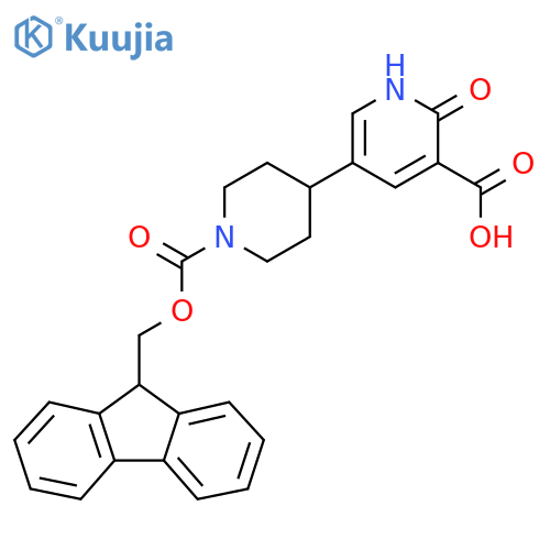 5-(1-{[(9H-fluoren-9-yl)methoxy]carbonyl}piperidin-4-yl)-2-oxo-1,2-dihydropyridine-3-carboxylic acid structure