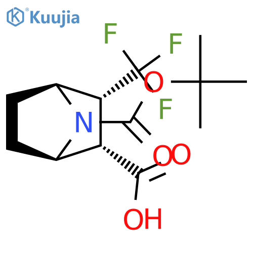 7-(1,1-Dimethylethyl) (1R,2S,3R,4S)-3-(trifluoromethyl)-7-azabicyclo[2.2.1]heptane-2,7-dicarboxylate structure