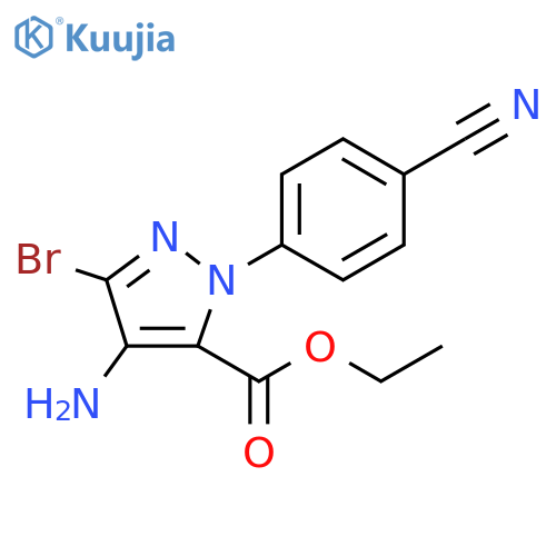 4-Amino-5-bromo-2-(4-cyano-phenyl)-2H-pyrazole-3-carboxylic acid ethyl ester structure