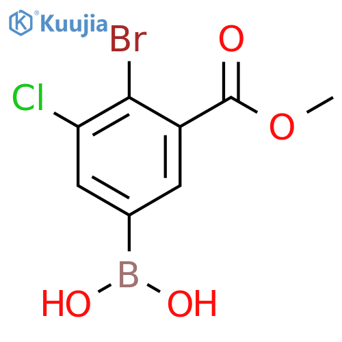 (4-Bromo-3-chloro-5-(methoxycarbonyl)phenyl)boronic acid structure