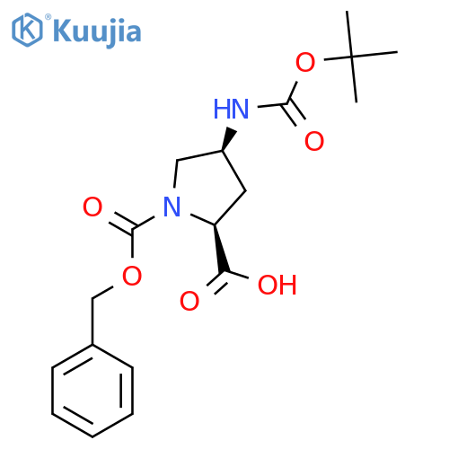 (2S,4S)-1-[(benzyloxy)carbonyl]-4-{[(tert-butoxy)carbonyl]amino}pyrrolidine-2-carboxylic acid structure