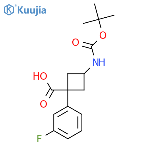 3-{[(Tert-butoxy)carbonyl]amino}-1-(3-fluorophenyl)cyclobutane-1-carboxylic acid structure