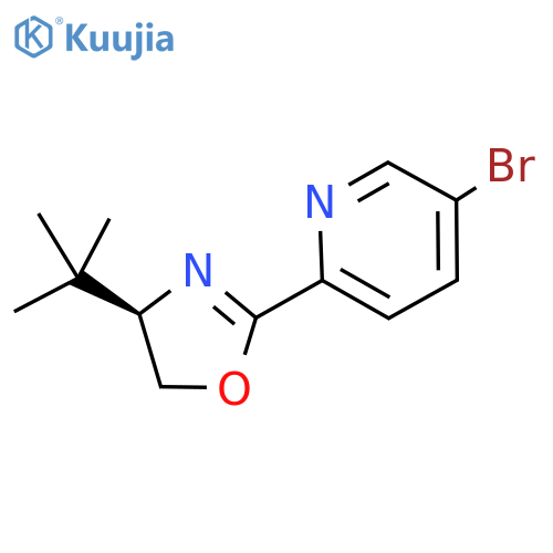 (R)-2-(5-Bromopyridin-2-yl)-4-(tert-butyl)-4,5-dihydrooxazole structure