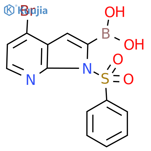 (4-Bromo-1-(phenylsulfonyl)-1H-pyrrolo[2,3-b]pyridin-2-yl)boronic acid structure