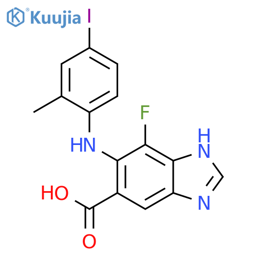 1H-Benzimidazole-5-carboxylic acid,7-fluoro-6-[(4-iodo-2-methylphenyl)amino]- structure