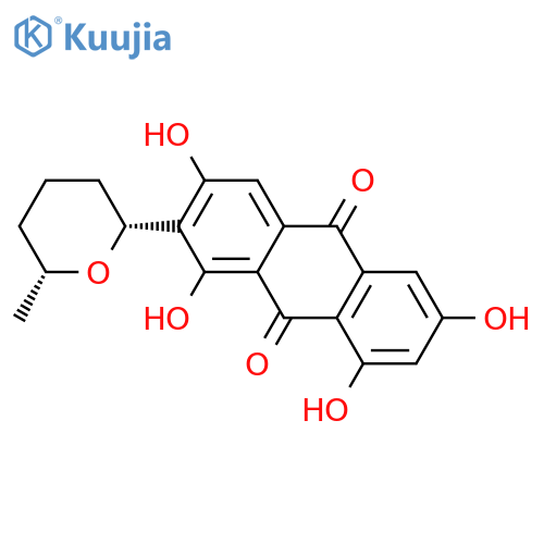 9,10-Anthracenedione,1,3,6,8-tetrahydroxy-2-[(2R,6R)-tetrahydro-6-methyl-2H-pyran-2-yl]-, rel-(+)- structure