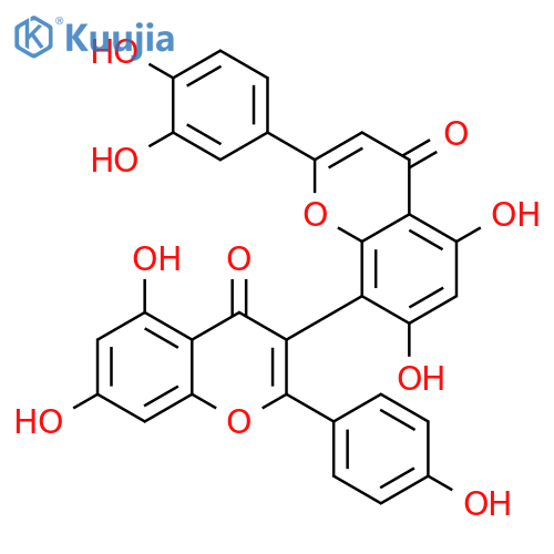 [3,8'-Bi-4H-1-benzopyran]-4,4'-dione, 2'-(3,4-dihydroxyphenyl)-5,5',7,7'-tetrahydroxy-2-(4-hydroxyphenyl)- structure