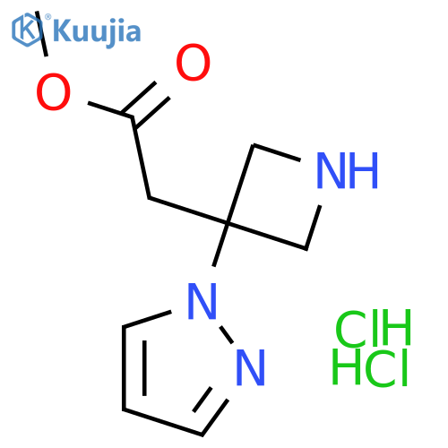 3-Azetidineacetic acid, 3-(1H-pyrazol-1-yl)-, methyl ester, hydrochloride (1:2)  structure