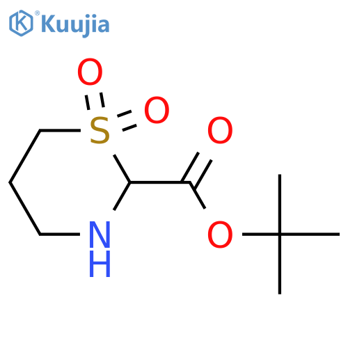2H-1,3-Thiazine-2-carboxylic acid, tetrahydro-, 1,1-dimethylethyl ester, 1,1-dioxide structure