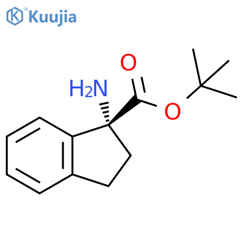 1,1-Dimethylethyl (1R)-1-amino-2,3-dihydro-1H-indene-1-carboxylate structure