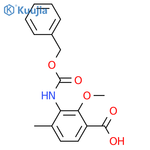 Benzoic acid, 2-methoxy-4-methyl-3-[[(phenylmethoxy)carbonyl]amino]-  structure