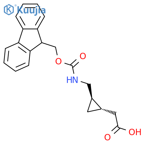 Cyclopropaneacetic acid, 2-[[[(9H-fluoren-9-ylmethoxy)carbonyl]amino]methyl]-, (1R,2S)-rel-  structure