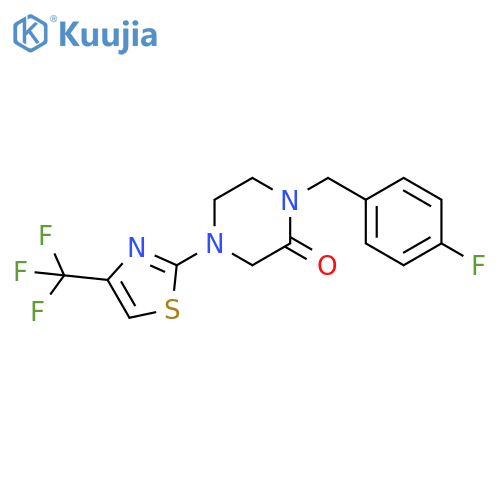 1-[(4-fluorophenyl)methyl]-4-[4-(trifluoromethyl)-1,3-thiazol-2-yl]piperazin-2-one structure