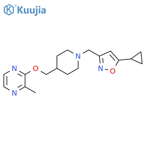2-({1-[(5-cyclopropyl-1,2-oxazol-3-yl)methyl]piperidin-4-yl}methoxy)-3-methylpyrazine structure