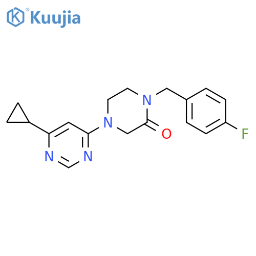 4-(6-cyclopropylpyrimidin-4-yl)-1-[(4-fluorophenyl)methyl]piperazin-2-one structure