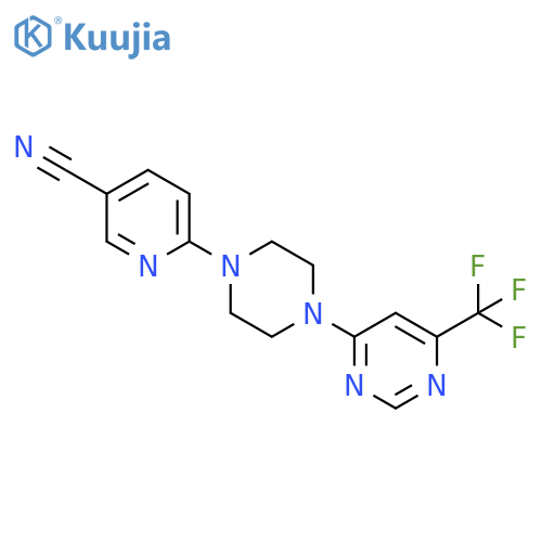 6-{4-6-(trifluoromethyl)pyrimidin-4-ylpiperazin-1-yl}pyridine-3-carbonitrile structure