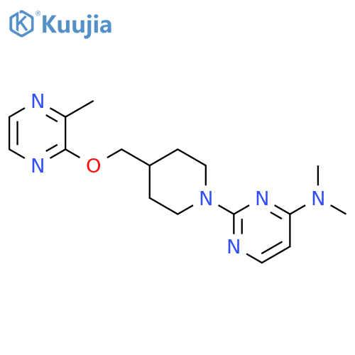 N,N-dimethyl-2-(4-{[(3-methylpyrazin-2-yl)oxy]methyl}piperidin-1-yl)pyrimidin-4-amine structure