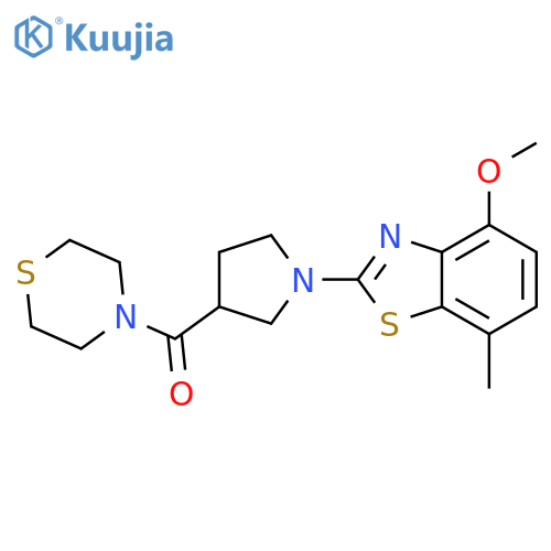 4-methoxy-7-methyl-2-[3-(thiomorpholine-4-carbonyl)pyrrolidin-1-yl]-1,3-benzothiazole structure