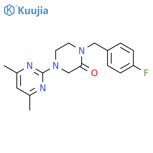 4-(4,6-dimethylpyrimidin-2-yl)-1-[(4-fluorophenyl)methyl]piperazin-2-one structure
