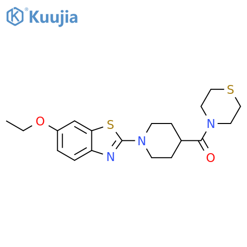 6-ethoxy-2-[4-(thiomorpholine-4-carbonyl)piperidin-1-yl]-1,3-benzothiazole structure