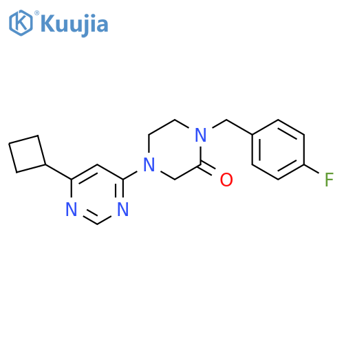 4-(6-cyclobutylpyrimidin-4-yl)-1-(4-fluorophenyl)methylpiperazin-2-one structure