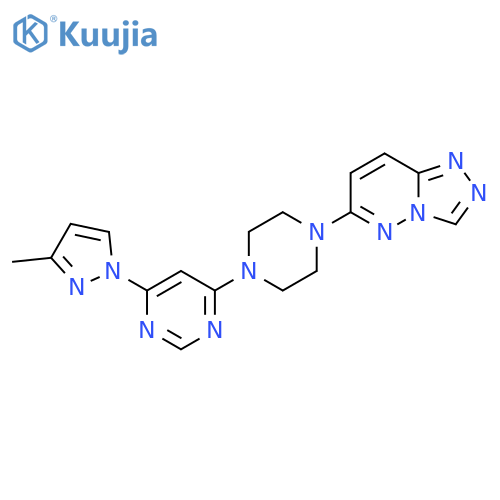 4-(3-methyl-1H-pyrazol-1-yl)-6-(4-{[1,2,4]triazolo[4,3-b]pyridazin-6-yl}piperazin-1-yl)pyrimidine structure