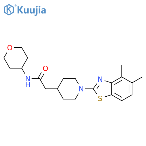 2-[1-(4,5-dimethyl-1,3-benzothiazol-2-yl)piperidin-4-yl]-N-(oxan-4-yl)acetamide structure