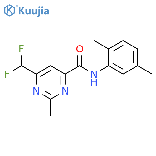 6-(difluoromethyl)-N-(2,5-dimethylphenyl)-2-methylpyrimidine-4-carboxamide structure