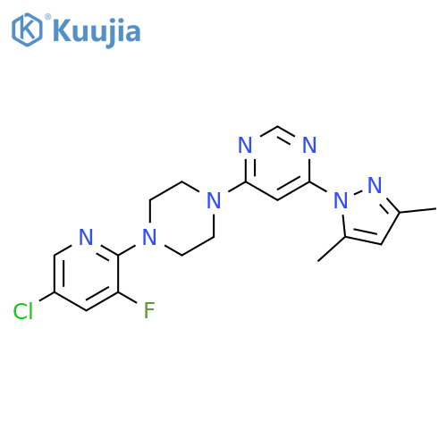 4-[4-(5-chloro-3-fluoropyridin-2-yl)piperazin-1-yl]-6-(3,5-dimethyl-1H-pyrazol-1-yl)pyrimidine structure