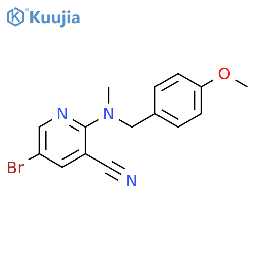 5-bromo-2-{[(4-methoxyphenyl)methyl](methyl)amino}pyridine-3-carbonitrile structure