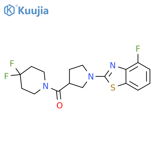 2-[3-(4,4-difluoropiperidine-1-carbonyl)pyrrolidin-1-yl]-4-fluoro-1,3-benzothiazole structure