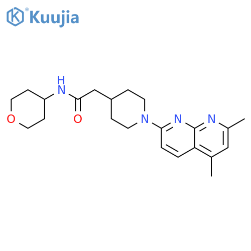 2-[1-(5,7-dimethyl-1,8-naphthyridin-2-yl)piperidin-4-yl]-N-(oxan-4-yl)acetamide structure