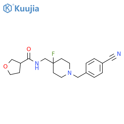N-({1-[(4-cyanophenyl)methyl]-4-fluoropiperidin-4-yl}methyl)oxolane-3-carboxamide structure