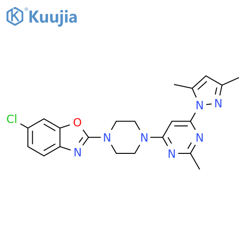 6-chloro-2-{4-6-(3,5-dimethyl-1H-pyrazol-1-yl)-2-methylpyrimidin-4-ylpiperazin-1-yl}-1,3-benzoxazole structure