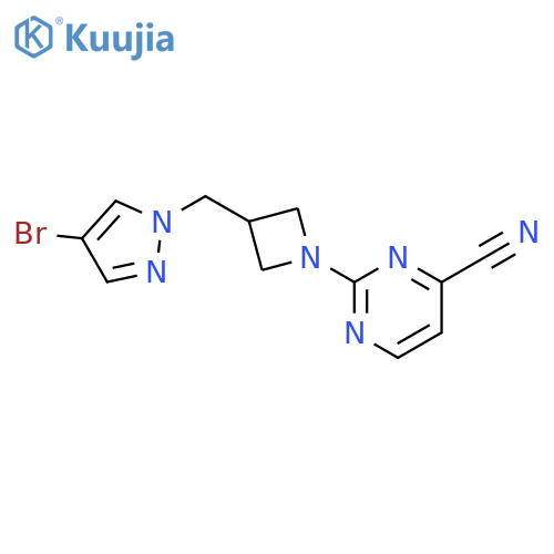 2-{3-[(4-bromo-1H-pyrazol-1-yl)methyl]azetidin-1-yl}pyrimidine-4-carbonitrile structure