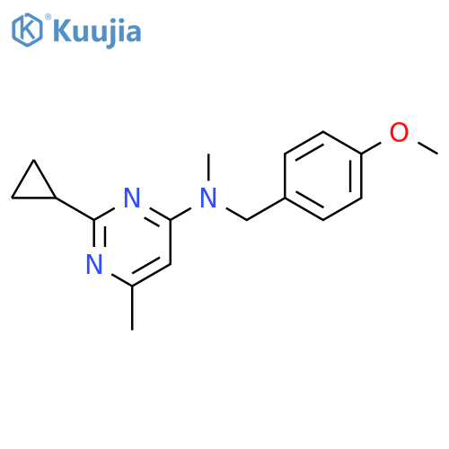 2-cyclopropyl-N-[(4-methoxyphenyl)methyl]-N,6-dimethylpyrimidin-4-amine structure