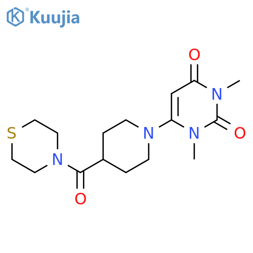 1,3-Dimethyl-6-[4-(thiomorpholine-4-carbonyl)piperidin-1-yl]-1,2,3,4-tetrahydropyrimidine-2,4-dione structure
