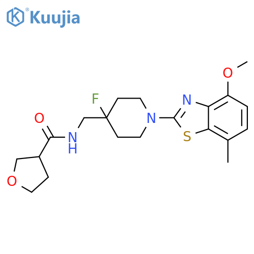 N-{[4-fluoro-1-(4-methoxy-7-methyl-1,3-benzothiazol-2-yl)piperidin-4-yl]methyl}oxolane-3-carboxamide structure