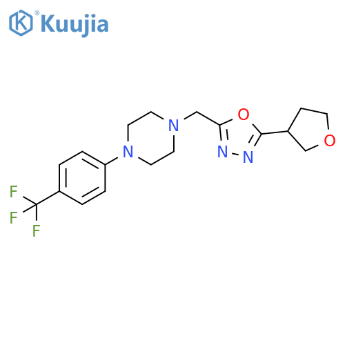 1-{[5-(oxolan-3-yl)-1,3,4-oxadiazol-2-yl]methyl}-4-[4-(trifluoromethyl)phenyl]piperazine structure