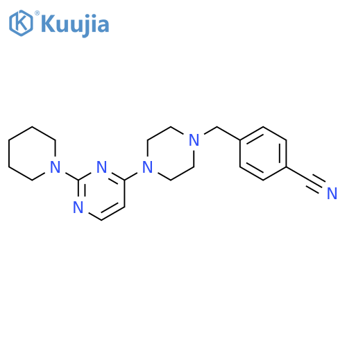 4-({4-[2-(piperidin-1-yl)pyrimidin-4-yl]piperazin-1-yl}methyl)benzonitrile structure