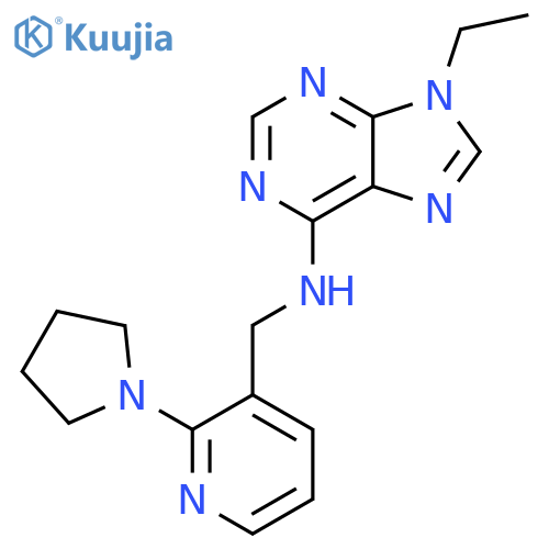 9-ethyl-N-{[2-(pyrrolidin-1-yl)pyridin-3-yl]methyl}-9H-purin-6-amine structure