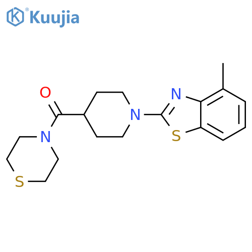4-methyl-2-[4-(thiomorpholine-4-carbonyl)piperidin-1-yl]-1,3-benzothiazole structure