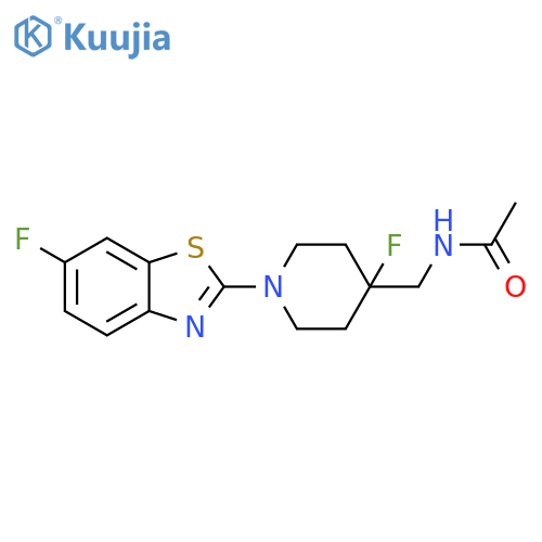 N-{[4-fluoro-1-(6-fluoro-1,3-benzothiazol-2-yl)piperidin-4-yl]methyl}acetamide structure